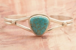 Genuine Kingman Turquoise Sterling Silver Bracelet